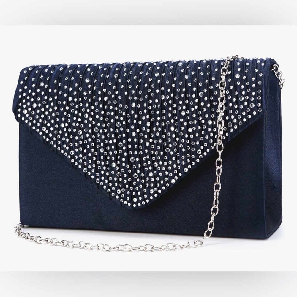 Classic envelope evening clutch bag, navy